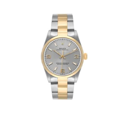 Rolex Oyster Perpetual 34mm Steel Yellow Gold Slate Dial Mens Watch 14203