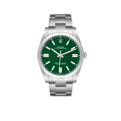 Rolex Oyster Perpetual 41mm Green Dial Steel Mens Watch 124300
