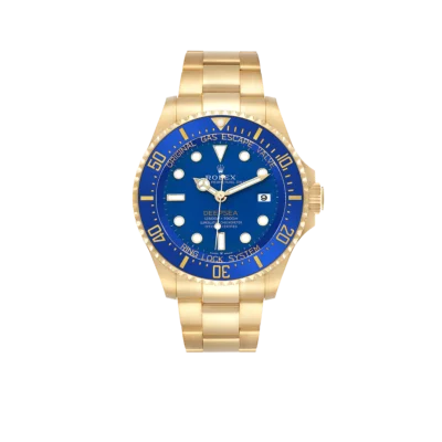 Rolex Seadweller Deepsea 44mm Yellow Gold Blue Dial Mens Watch 136668