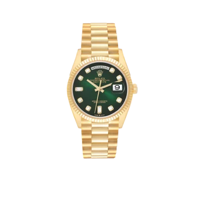 Rolex President Day-Date 36mm Yellow Gold Green Diamond Dial Mens Watch 128238