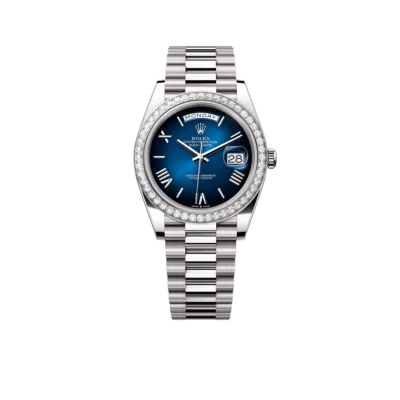 Rolex Day-date Oyster Perpetual 40mm White Gold Blue Ombré Dial, Diamond-set bezel M228349RBR-0045