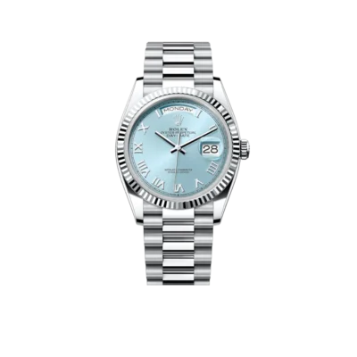 Rolex President Day-Date 36mm Platinum Ice Blue Mens Watch 128236-0008