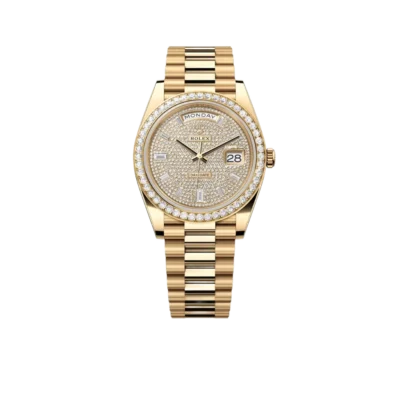 Rolex Day-Date 40 228348RBR Yellow Gold Diamond Dial Diamond Bezel