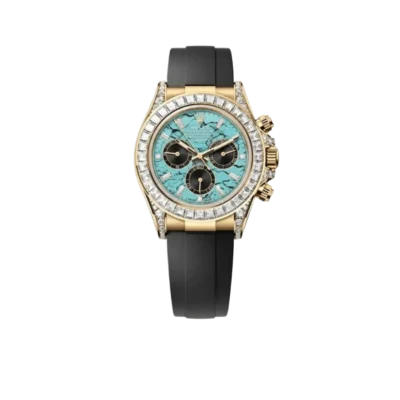Rolex Daytona 126538TBR Yellow Gold Turquoise Stone Dial Diamond Bezel Oysterflex