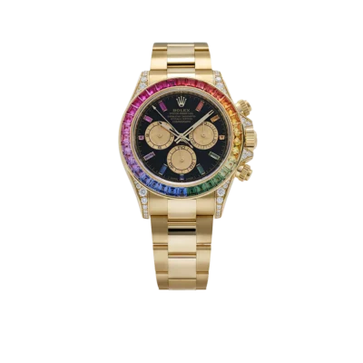 Rolex Daytona 126598RBOW 40mm Rainbow Yellow Gold Black Dial Sapphire Bezel