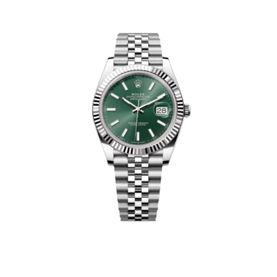 Rolex Datejust 41mm Steel White Gold Mint Green Dial Mens Watch 126334-0028