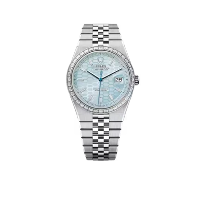 Rolex Land-Dweller Oyster 40mm Platinum & Diamonds Ice Blue Honeycomb Motif Dial M127386TBR-0001