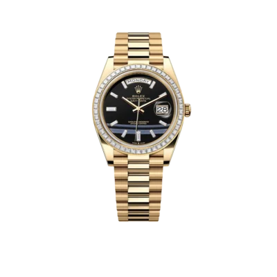 Rolex Day-Date 40 Presidential 228348RBR Diamond Bezel Baguette Onyx Dial
