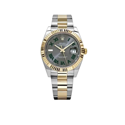 Rolex Datejust 41mm Yellow Gold Stainless Steel Wimbledon Slate Dial Oyster 126333
