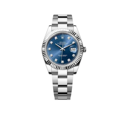 Rolex Datejust 41mm Oystersteel and white gold, blue and diamond-set dial 126334-0015