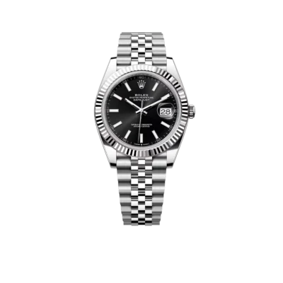 Rolex Datejust 41mm Steel White Gold Black Dial Mens Watch m126334-0018